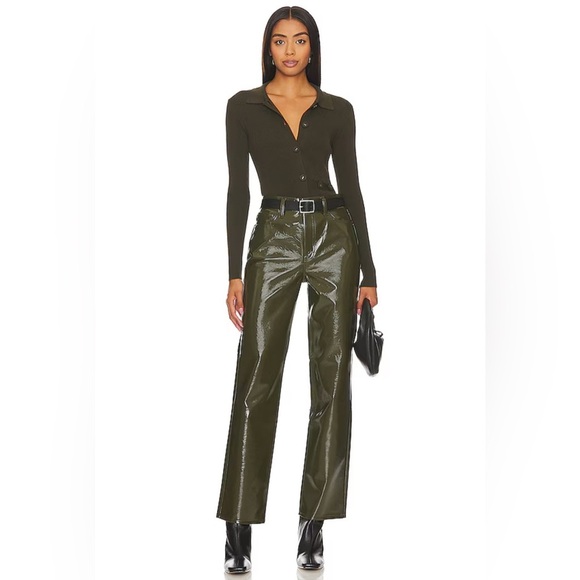 Pistola Cassie Super High Rise Olive Green Polyurethane Pants size‎ 27 - Picture 5 of 5